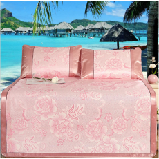 南极人 南极人家纺提花凉席 冰丝席爆款学生 可折叠 牡丹盛世-粉 1.8*2.2m床