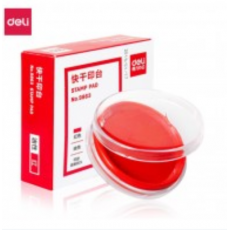 得力(deli)φ80mm透明圆形财务快干印台印泥 红色9863