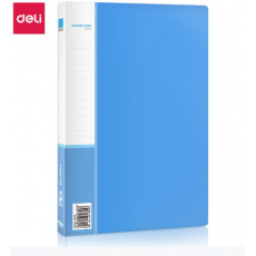 得力（deli）5301 实用文件夹 A4单强力夹+插袋 单只装蓝色