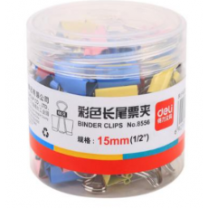 得力(deli) 8556 15mm彩色长尾夹/长尾票夹 60只/筒