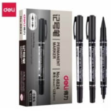 得力6824记号笔 黑色 12支/盒