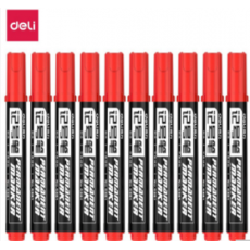 得力(deli)红色粗头物流油性记号笔大头笔 10支/盒6881 办公用品