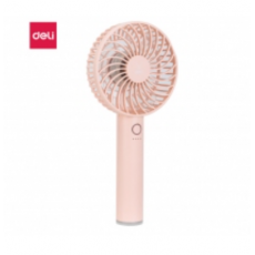 得力(deli)USB风扇迷你静音小电风扇办公室便携式手持小风扇可充电迷你小风扇 三挡风速 粉85802
