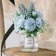 仿真花花束绢花塑料假花装饰花陶瓷花瓶玻璃花瓶花艺摆件玄关客厅茶几家居摆件