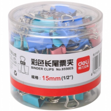 得力8556ES彩色长尾票夹筒装(混)