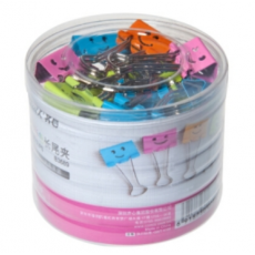 齐心（COMIX）B3689 19mm彩色笑脸长尾夹/长尾票夹 办公文具 40只装