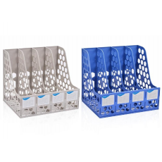 广博 WJK9237 四联文件框/资料架/办公用品加固型 蓝灰颜色随机