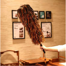 纯手工真鸡毛掸子家用除尘禅子可伸缩不掉毛车用老式打扫灰尘毯子