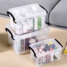 柳叶 透明塑料收纳箱 加厚塑料整理箱 时尚透明收纳箱中号 6066