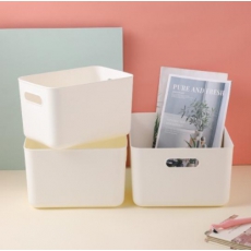 百草园 收纳筐 厨房浴室置物筐收纳箱衣柜收纳盒整理箱 不带盖3件套 米白色