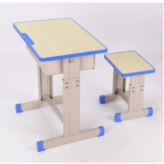 京御花语 加厚学校课桌椅单人中小学生书桌升降培训桌椅辅导班套装 深蓝色包边整套（10套起批）