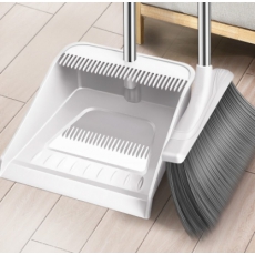 利临 扫把扫帚防风梳齿型白色簸箕笤帚梳齿型篦齿畚箕扫地搓斗家用(组合2件套装)