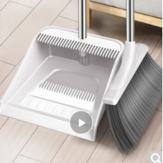 利临 扫把扫帚防风梳齿型白色簸箕笤帚梳齿型篦齿畚箕扫地搓斗家用(组合2件套装)