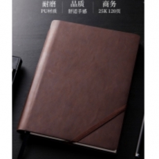 记事本 得力(deli)25K120张厚商务笔记本子文具 斜绑带复古皮面本记事本办公用品 棕色22259