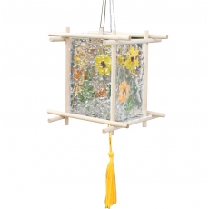 中秋节灯笼手工画画diy材料 【玻璃绘画款】送线稿+12色颜料+画笔+金色描边笔 灯笼尺寸约:13*13*13CM