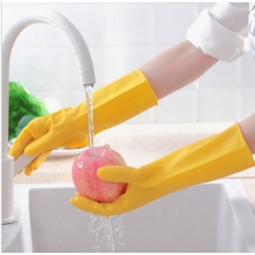 洗碗手套 加厚乳胶牛筋手套女家务胶皮防水工作劳保耐磨耐用型均码 1双