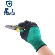 星工（XINGGONG）浸胶皱纹手套 乳胶挂胶半挂防滑耐磨胶皮工业劳保手套 XGS-J2 12付