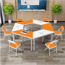 6张单桌组合单张尺寸120*52*75cm配6个折叠椅子