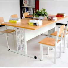 钢木桌子 防火面板 长条会议培训桌