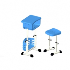 钢塑旋钮升降单人课桌凳