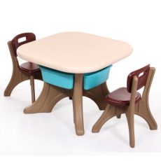 哈比树（HOBBY TREE）韩版儿童桌椅套装塑料幼儿园四方小桌子宝