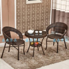 鑫森 XS藤椅茶几（2椅1桌）