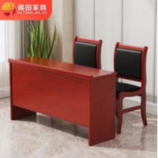 实木贴皮条形桌双人长条桌会议室桌椅组合 配套椅子