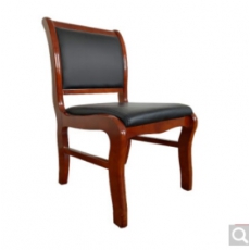 兴华 实木皮革家具长桌会议椅 靠背椅培训椅子办公椅hyy-011家用餐椅 简约木质皮椅 红胡桃色樟木